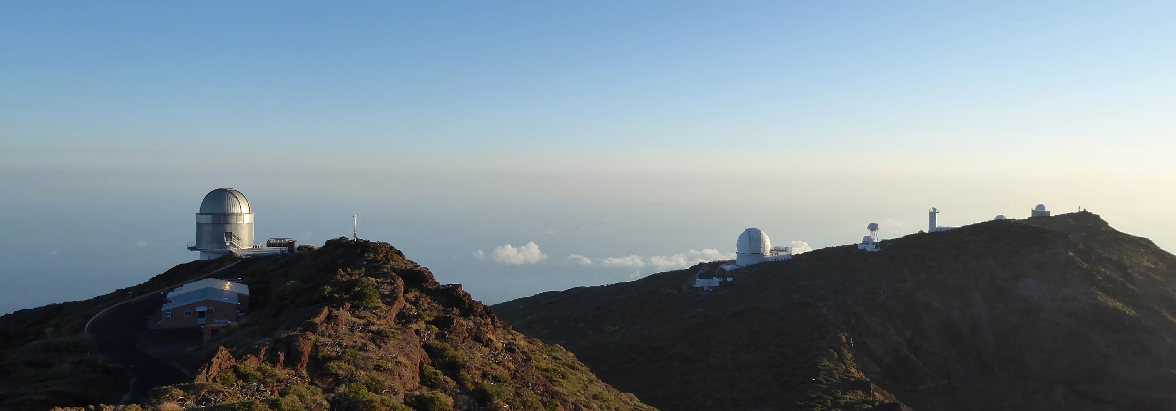 Panorama of telescopes at Roque de los Muchachos, La Palma.